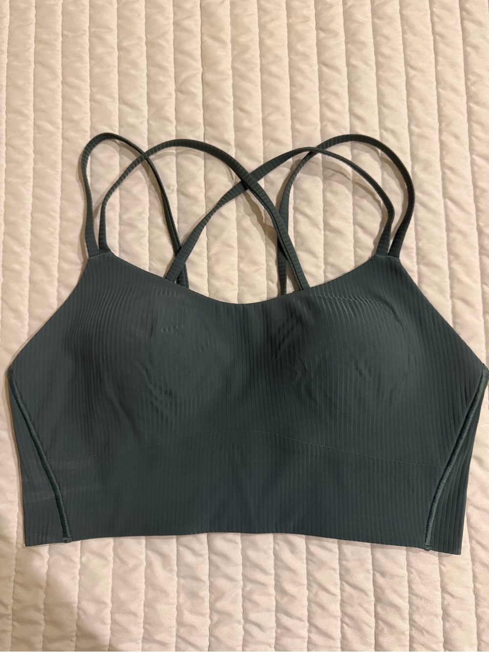 lululemon athletica Dark Green Ribbed Strappy Sports Bra